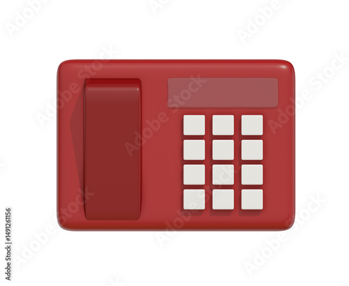 red phone icon. Minimalist composition of a retro red telephone. Phone icon, call icon. 3D render