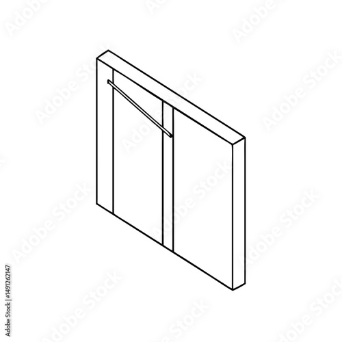 Icon of a sliding door in isometrics in a minimalist design showcasing a stylish and functional entryway solution on a white background