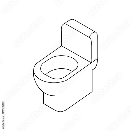 Icon of a toilet in isometrics in a minimalist design showcasing a functional and essential bathroom fixture on a white background - 2