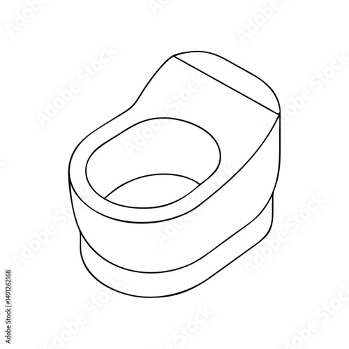 Icon of a toilet in isometrics in a minimalist design showcasing a functional and essential bathroom fixture on a white background