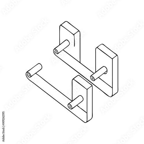 Icon of wall hooks in isometrics in a minimalist design showcasing a practical and stylish storage solution for hanging items on a white background