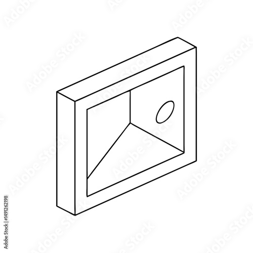 Icon of wall art  in isometrics in a minimalist design showcasing a stylish and decorative element for enhancing interior spaces on a white background