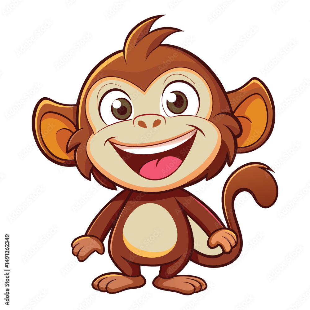 Fototapeta premium Adorable Cartoon Monkey Illustration Happy Primate Character Design