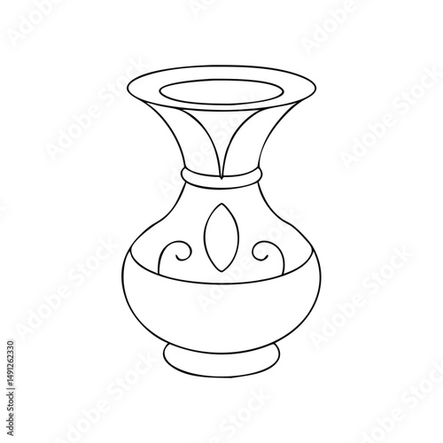 Icon of a decorative vase in isometrics in a minimalist design showcasing an elegant and artistic home decor element on a white background