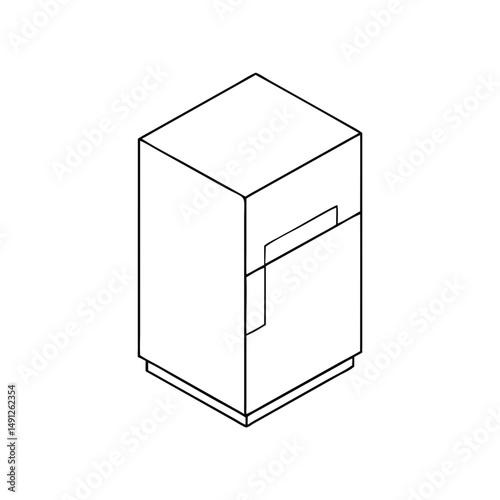 Icon of a fridge in isometrics  in a minimalist design showcasing a sleek and functional kitchen appliance on a white background
