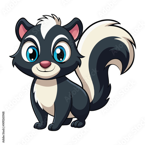 Adorable Cartoon Skunk Illustration  Perfect for Kids' Books, Stickers, and More