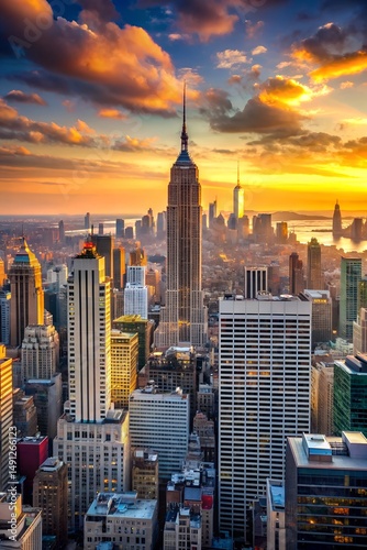 new york city skyline at sunset © MdJilu