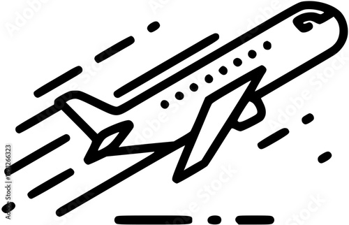 Airplane icon soaring speeding through air