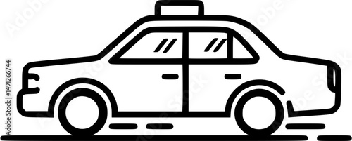 Outlined taxi speeding down the street