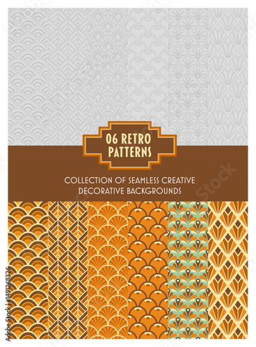 Seamless 50s and 60s retro wallpaper pattern Editable vector