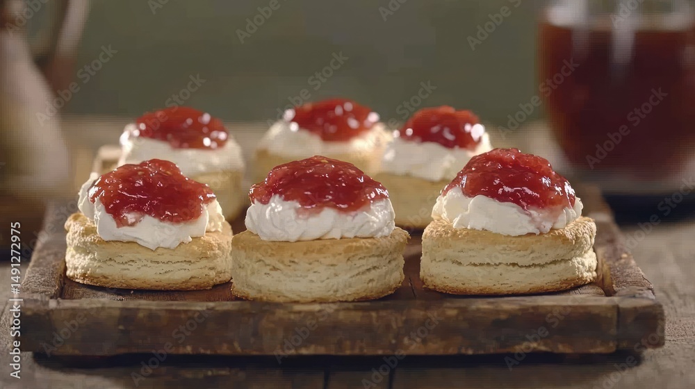 Rustic Scones with Strawberry Jam and Whipped Cream Rustic Scones with Strawberry Jam and Whipped Cream