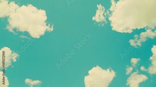 Soft Clouds in a Teal Sky Summer Background