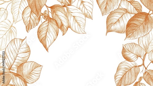 Detailed autumnal foliage sketch framing a white space.