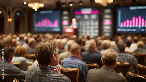 Wallpaper Mural Audience Engaged in a Professional Conference with Data Visualizations on Screens Torontodigital.ca
