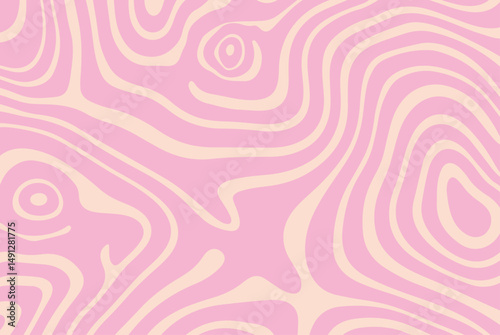 Abstract vector illustration with wavy pink and cream lines, created in trendy Y2K and dopamine decor style, giving vibrant, hypnotic, and playful modern vibes; perfect for backgrounds and design.