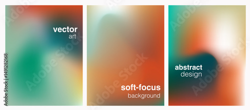 Vector posters in a soft-focus blurred style with smooth gradients in warm and cool tones. The design embodies current trends in abstract, minimalistic, and modern digital art aesthetics.