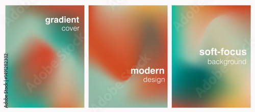 Vector posters in a soft-focus blurred style with smooth gradients in warm and cool tones. The design embodies current trends in abstract, minimalistic, and modern digital art aesthetics.
