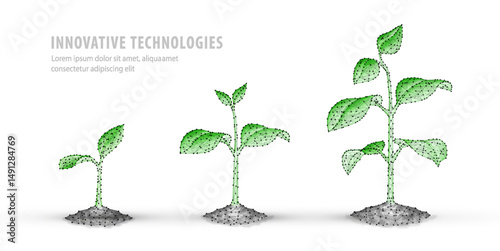 Plant growth digital vector illustration. Sprout future, agriculture technology.