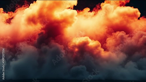 Smoky, colorful cloud formation over horizon
