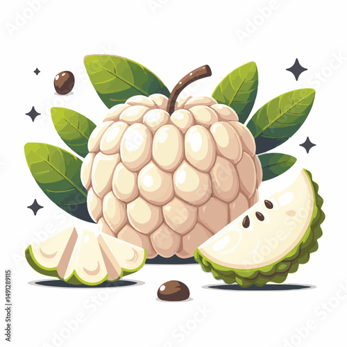 fruit, tropical, healthy, food, organic, fresh, sweet, nature, background, green, delicious, vegetarian, ripe, freshness, vitamin, diet, exotic, juicy, tasty, custard, custard apple, nutrition, agricu