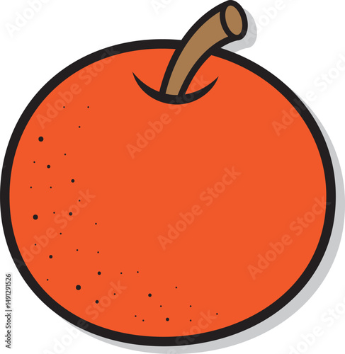 Naranja estilo cartoon sin fondo, ilustracion vectorial.