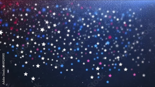 Starry explosion with blue, red, white stars