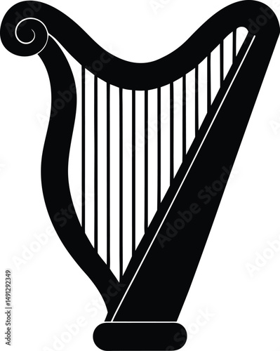 classic harp silhouette vector illustration.