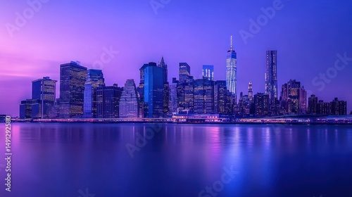 Wallpaper Mural Vibrant city skyline at twilight, reflecting in calm water Torontodigital.ca
