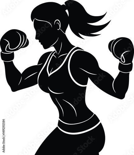 female boxing silhouette illustration empowering w.