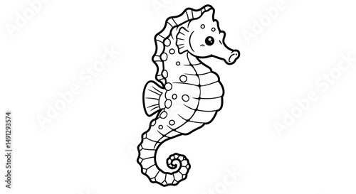 Cartoon seahorse swimming underwater in the ocean