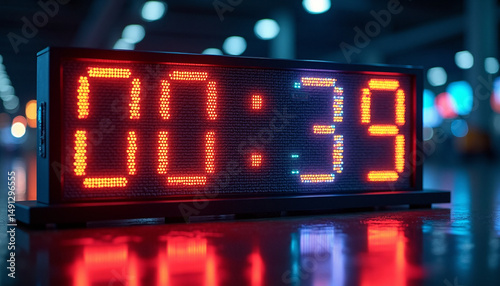 Modern Digital Clock Display on Office Desk