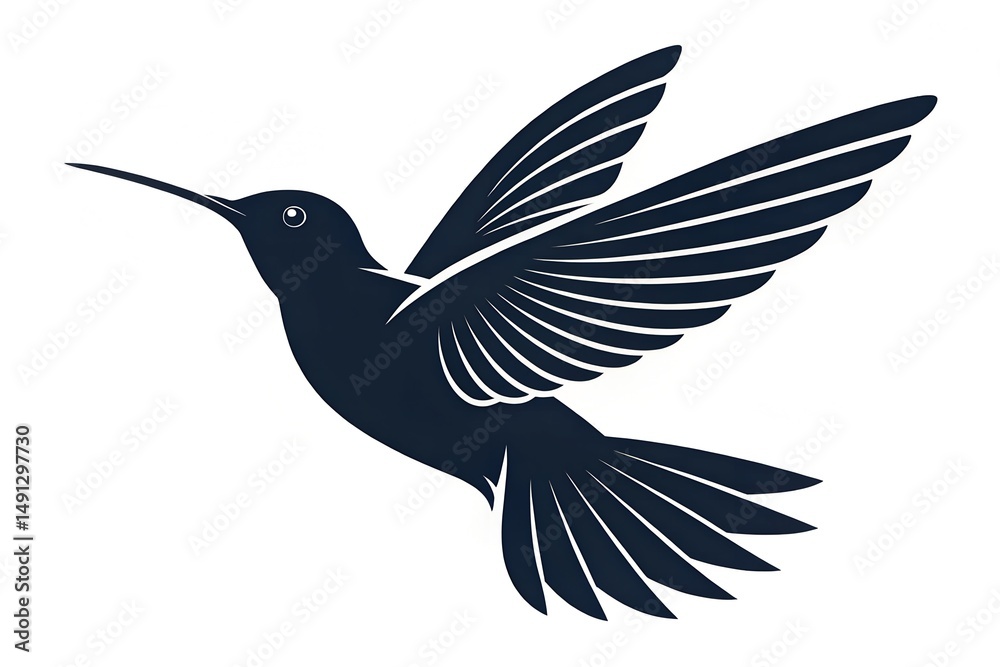 Fototapeta premium Elegant hummingbird silhouette in flight bird design