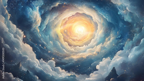 Celestial Cloudscape Dreamlike Vortex Painting