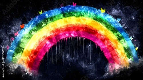 Vibrant Rainbow Art Abstract Painting Colorful Grunge Texture Background