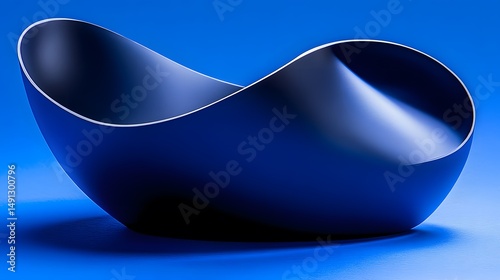 Abstract Blue Modern Wave Bowl Design, Smooth Curve