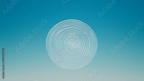 Abstract Spiral Circle Design Blue Sky Background