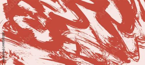 Artistic textured bright and pale red distressed painted bold brush strokes background. Grunge contrast retro wavy paintbrush stroke smear with spray texture for banner, surface, poster design