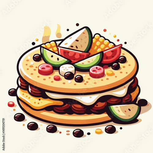food, arepa, breakfast, colombia, bread, corn, lunch, traditional, typical, latin, dinner, homemade, meal, delicious, snack, cuisine, cheese, grilled, chicken, isolated, meat, culture, tradition, maiz