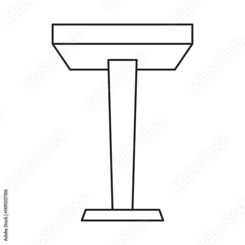 Classic wooden lectern, podium or rostrum icon from in front for public speaking in outline vector