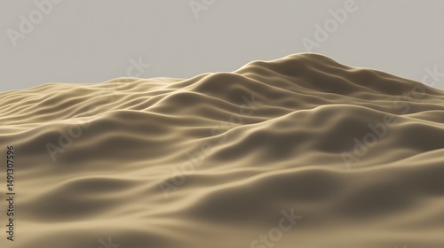 Abstract Beige Sand Dune Landscape, Wavy Terrain, 3D Render