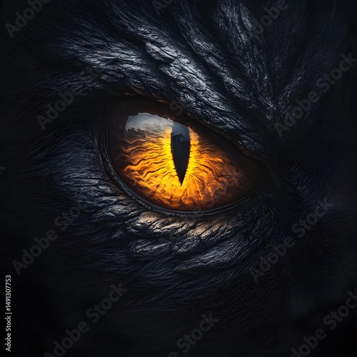 Fierce Beast Glowing Eye Closeup Fantasy Art