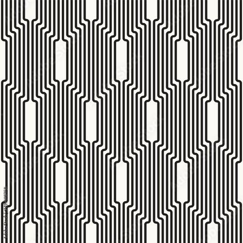 Vector seamless pattern. Stylish modern geometric ornament. Geometric striped background. Art deco monochrome swatches. Tileable simple print.