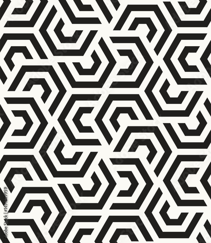 Vector seamless pattern with chevron. Modern geometric texture. Repeating abstract background. Polygonal grid with bold striped hexagons. Can be used as swatch for illustrator.