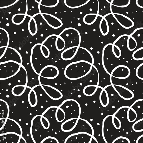 Vector seamless pattern with hand drawn nervous drawing. Sloppy background with doodles. Modern graphic design.
