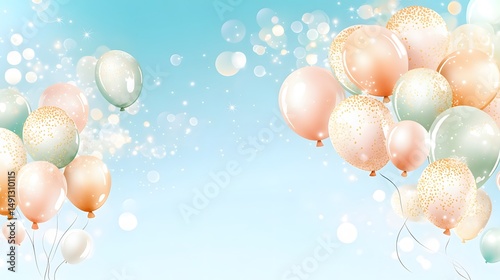 Pastel Balloons Festive Birthday Party Background