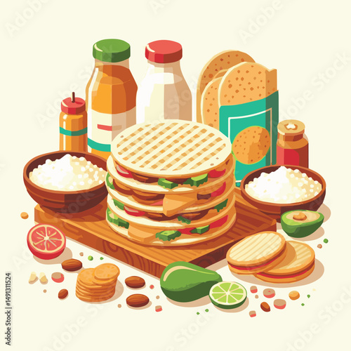 food, arepa, breakfast, colombia, bread, corn, lunch, traditional, typical, latin, dinner, homemade, meal, delicious, snack, cuisine, cheese, grilled, chicken, isolated, meat, culture, tradition, maiz