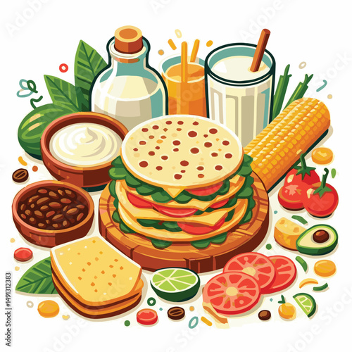 food, arepa, breakfast, colombia, bread, corn, lunch, traditional, typical, latin, dinner, homemade, meal, delicious, snack, cuisine, cheese, grilled, chicken, isolated, meat, culture, tradition, maiz