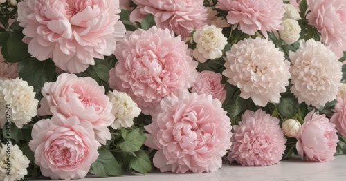 Wallpaper Mural Pastel pink roses, peonies & hydrangeas, vintage floral wall backdrop, home decor, vintage style Torontodigital.ca