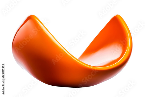 Abstract orange glossy arc form, isolated object, cut out transparent