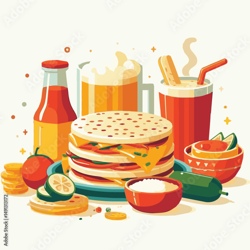food, arepa, breakfast, colombia, bread, corn, lunch, traditional, typical, latin, dinner, homemade, meal, delicious, snack, cuisine, cheese, grilled, chicken, isolated, meat, culture, tradition, maiz